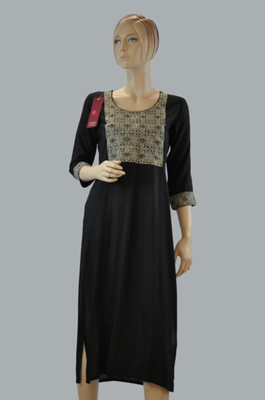 Women Palkhi | Black Color Cottom Kurti (T0218)