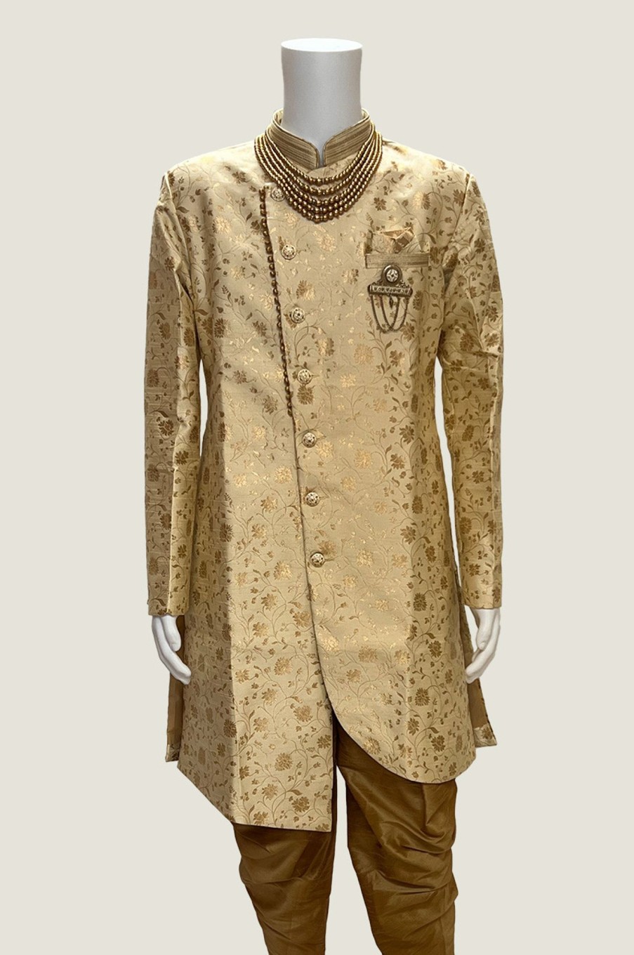 Men Palkhi | Fawn Color Indo Western Jacket Suit (M0487)