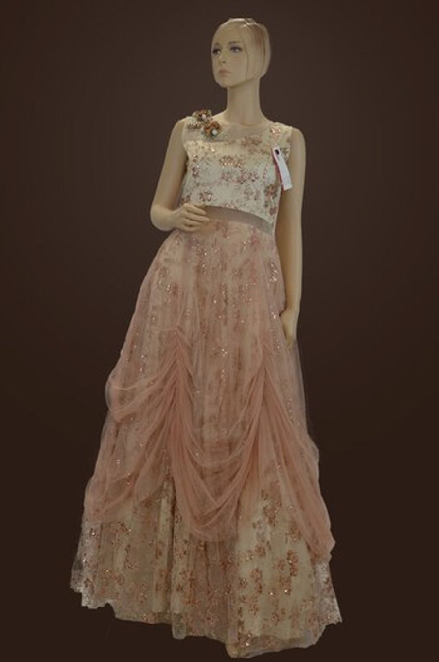 Women Palkhi | Pink Color Gown For Indian Bridal Party Or Wedding Reception. (D1081)