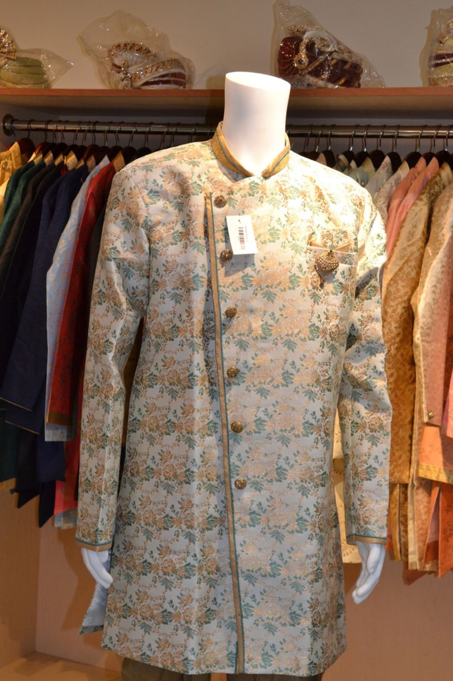 Men Palkhi | Light Green And Gold Indo Western Sherwani (M0360B)